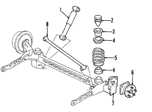 1997 Chevy Venture Rear Axle, Ride Control, Suspension Components Diagram