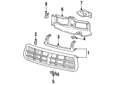 1996 Buick Regal Bracket, Front End Panel Center Bracket Diagram for 14100477