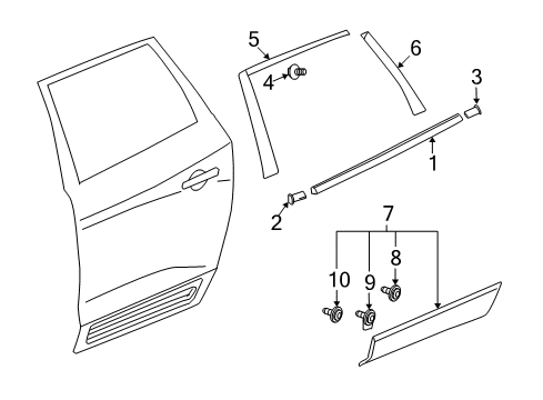 2017 Buick Enclave Exterior Trim - Rear Door Diagram