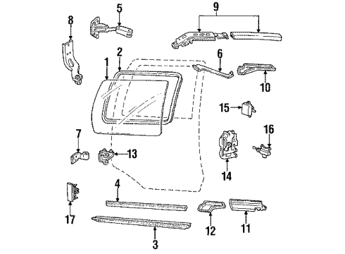 1996 Chevy Lumina APV Bracket Assembly, Rear Side Door Center Roller Diagram for 10273646