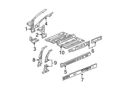 2004 Pontiac Grand Prix Panel Asm,Center Pillar Inner (LH) Diagram for 88956011