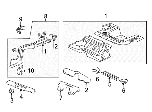 2012 Cadillac CTS Rear Floor & Rails Diagram