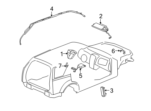 2008 Cadillac SRX Air Bag Components Diagram