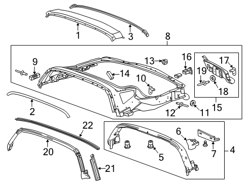 2016 Chevy Corvette Extension Assembly, Roof Panel Rear Diagram for 23316884