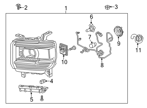 2016 GMC Sierra 3500 HD Bracket Assembly, Headlamp & Front Bumper Fascia Mount P Diagram for 22869172