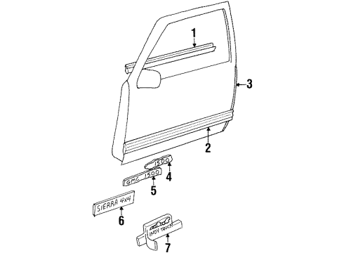 1992 Chevy C2500 Molding Pkg, Door Guard(Stls Steel) Diagram for 999876