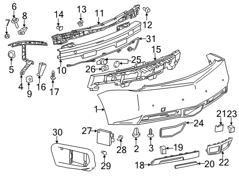 2014 Cadillac CTS Insulator, Rear Bumper Fascia *Dark Smoke Gry Diagram for 20945661