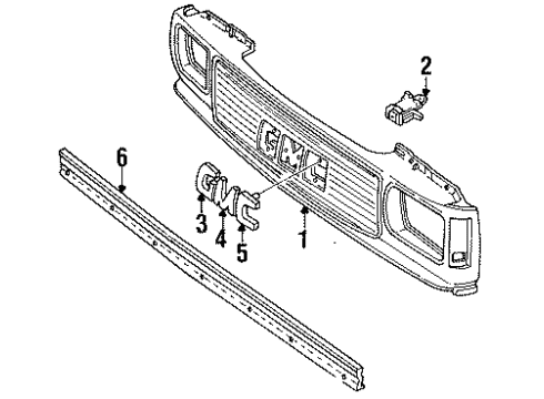 1992 GMC Typhoon Grille & Components Diagram