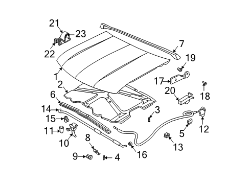 1996 GMC Sonoma Retainer,Hood Hold Open Rod Diagram for 88891789