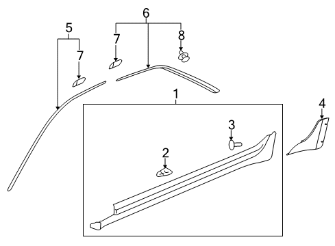 2011 Cadillac CTS Molding Assembly, Body Side Window Reveal Diagram for 25891058