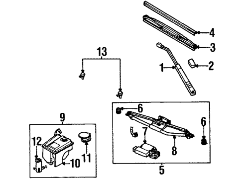 2001 Saturn SC2 Arm Asm,Windshield Wiper Diagram for 21302900