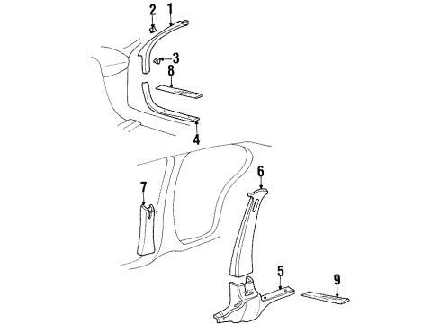 1995 Chevy Lumina Retainer Assembly, Rear Side Door Opening Floor Carpet *Red Diagram for 10281806