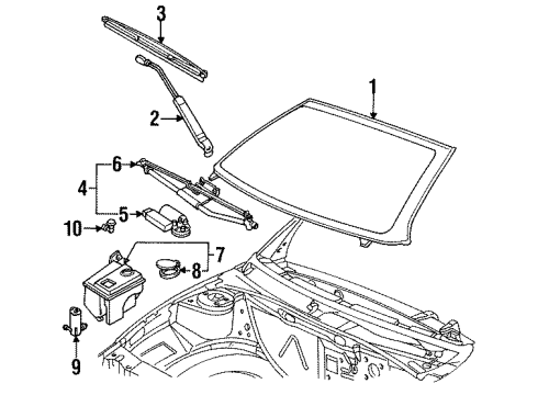 1994 Saturn SW2 Windshield Glass Diagram