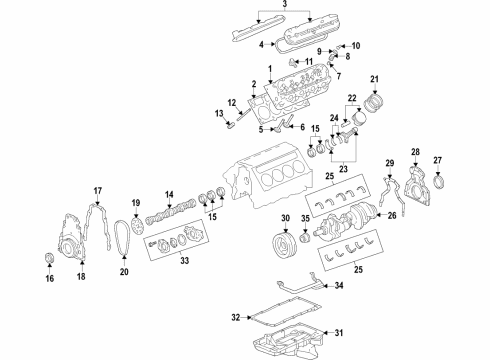 2019 Chevy Suburban 3500 HD Engine Parts & Mounts, Timing, Lubrication System Diagram