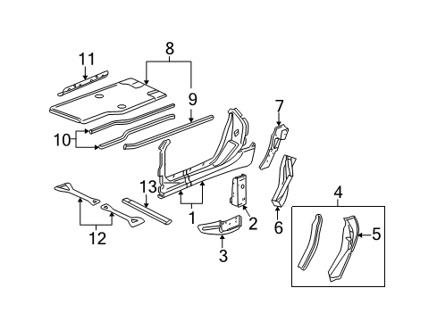 2012 Chevy Corvette Panel Asm,Body Lock Pillar Inner (LH) Diagram for 89025165