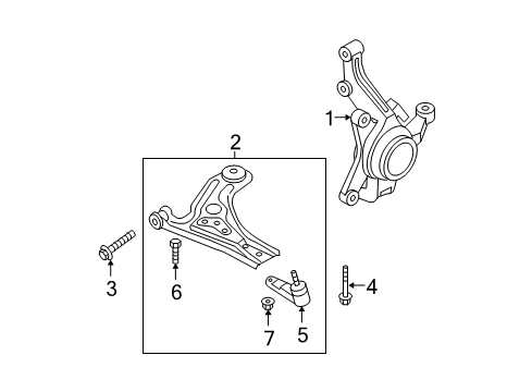 2009 Chevy Aveo Front Suspension Components, Lower Control Arm, Stabilizer Bar Diagram