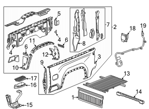 2022 Chevy Silverado 2500 HD Pick Up Box Components Diagram