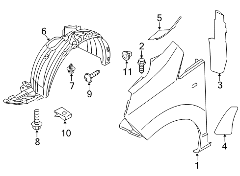 2017 Chevy City Express Liner,Front Wheelhouse Diagram for 19316724