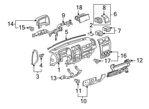 2010 Hummer H3T Grille,Instrument Panel Outer Air Outlet Diagram for 25816720