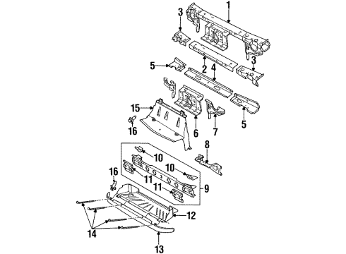 1998 Saturn SL Radiator Support Diagram