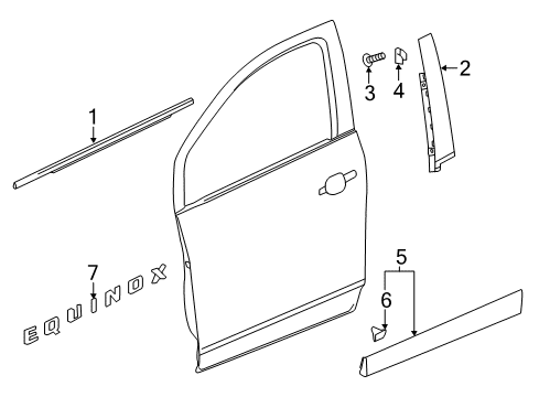 2021 Chevy Equinox Exterior Trim - Front Door Diagram