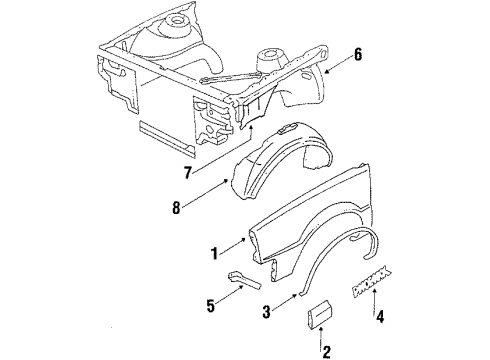 1984 Pontiac Phoenix Molding,Front Fender Side Rear Diagram for 20410836