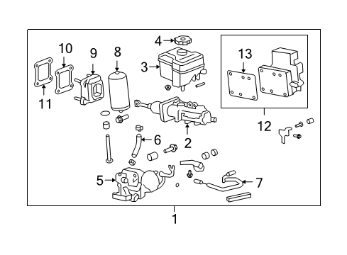 2009 Hummer H2 Reservoir Kit, Brake Master Cylinder Diagram for 25826177