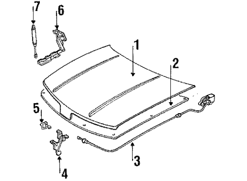 1996 Oldsmobile Cutlass Supreme Hood & Components, Body Diagram