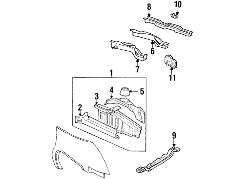 1993 Pontiac Trans Sport Support, Battery Tray Diagram for 20595343