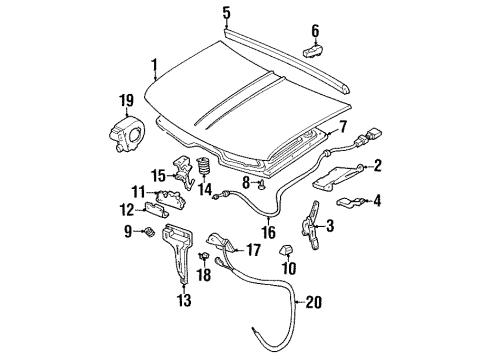 1993 Chevy C3500 Hood & Components, Body Diagram