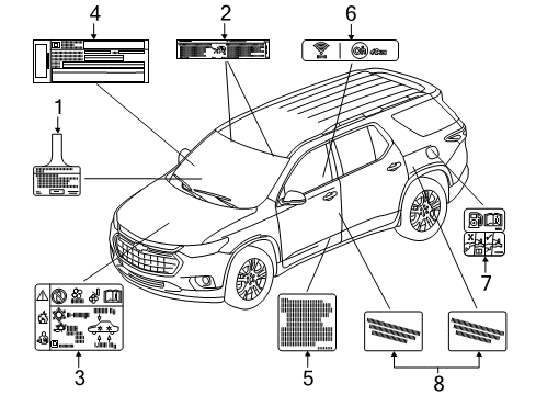 2022 Chevy Traverse Information Labels Diagram