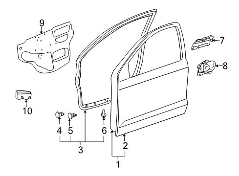 2005 Pontiac Vibe Retainer,Front Side Door Weatherstrip *Black Diagram for 94858900