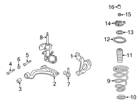 2002 Cadillac Seville Front Suspension, Control Arm, Stabilizer Bar Diagram 1 - Thumbnail