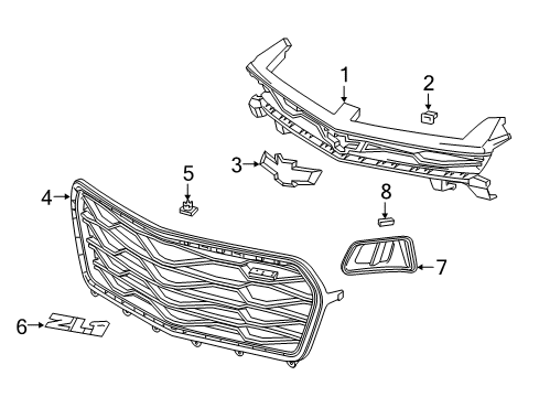 2022 Chevy Camaro Grille, Front Outer Diagram for 84145780