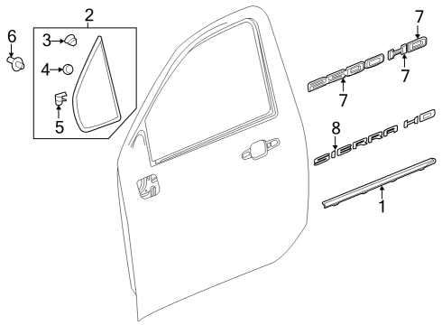 2024 GMC Sierra 2500 HD Exterior Trim - Front Door Diagram