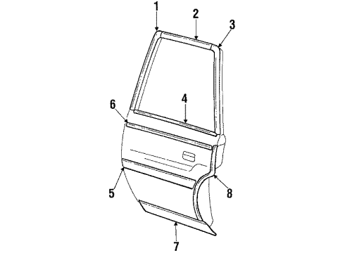 1985 Oldsmobile Delta 88 Molding Kit,Rear Door Lower Diagram for 9637414