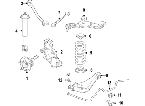 2010 Cadillac CTS Rear Shock Absorber Assembly (W/ Upper Mount) Diagram for 25884698