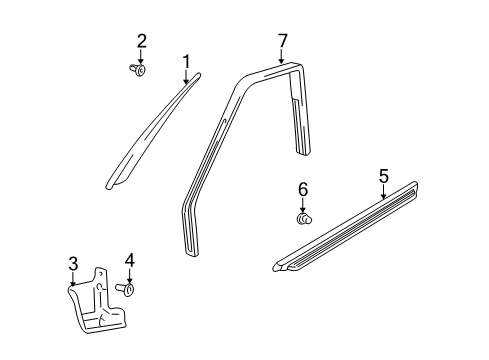 1999 Chevy Tracker Interior Trim - Pillars, Rocker & Floor Diagram 1 - Thumbnail