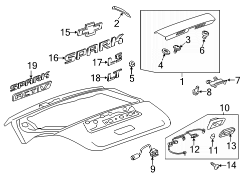 2020 Chevy Spark Applique Assembly, Rear Closure Center *Paint To Mat Diagram for 94517815