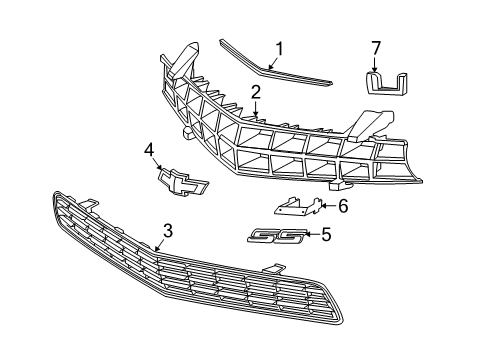 2012 Chevy Camaro Escutcheon,Front Grille Emblem Diagram for 92225407