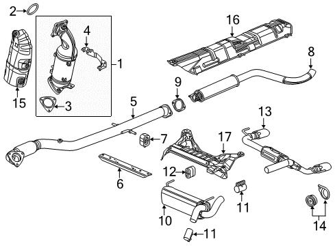 2019 Buick Cascada Gasket,Catalytic Converter Diagram for 55569496