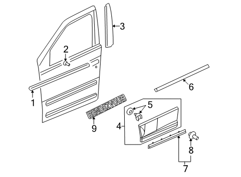 2006 Buick Rendezvous Sealing Strip Assembly, Front Side Door Window Outer Diagram for 21995156