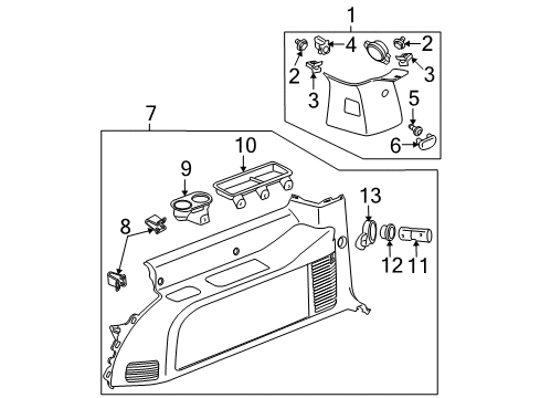 2010 Cadillac Escalade ESV Interior Trim - Quarter Panels Diagram 2 - Thumbnail