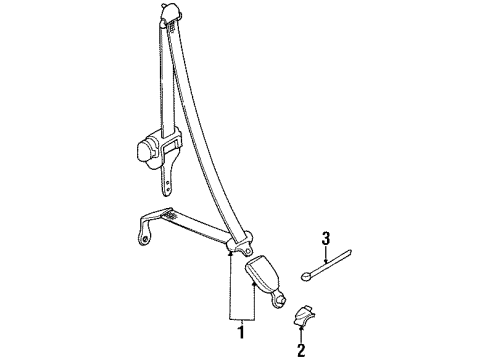 2001 Chevy Metro Rear Seat Belt Assembly ,Rh (D.O.T.) (On Esn) *Dark Gray Diagram for 91174973