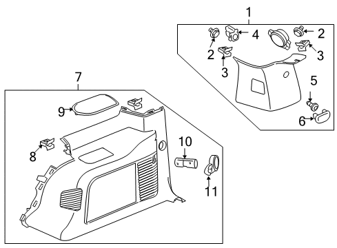 2012 GMC Yukon Molding Assembly, Body Rear Corner Upper Garnish *Light Cashmere Diagram for 15863090