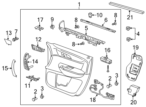 2013 Chevy Traverse Trim Assembly, Front Side Door *Ebony Diagram for 22854841