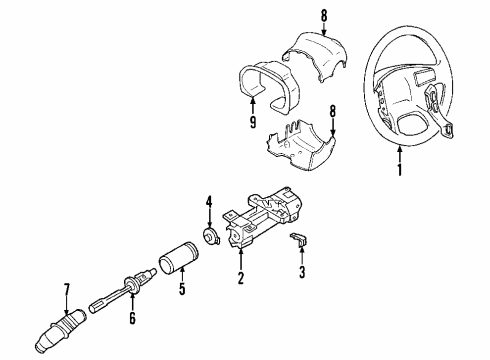 2008 Cadillac DTS Steering Column, Steering Wheel & Trim Diagram 3 - Thumbnail