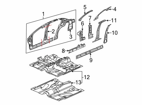 2003 Saturn Ion Body Side Panel & Frame, Pillar Diagram 1 - Thumbnail