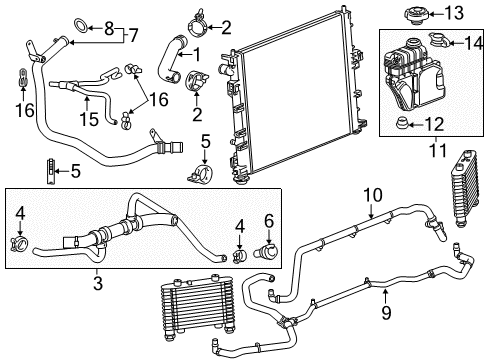 2017 Cadillac CTS Hose Assembly, Auxiliary Radiator Outlet Diagram for 23175771