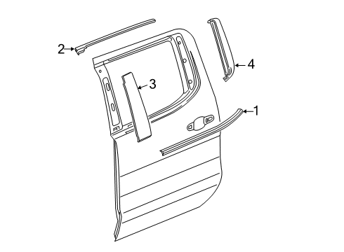 2020 Chevy Silverado 1500 Applique Assembly, Rear S/D Wdo Frm Rr Diagram for 84974246